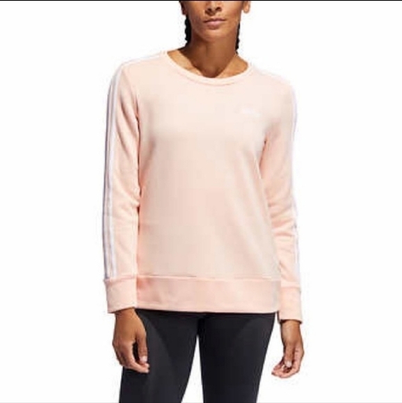 NEW ADIDAS ESSENTIALS 3-STRIPES WOMEN'S FLEECE SWEATSHIRT - Picture 2 of 8
